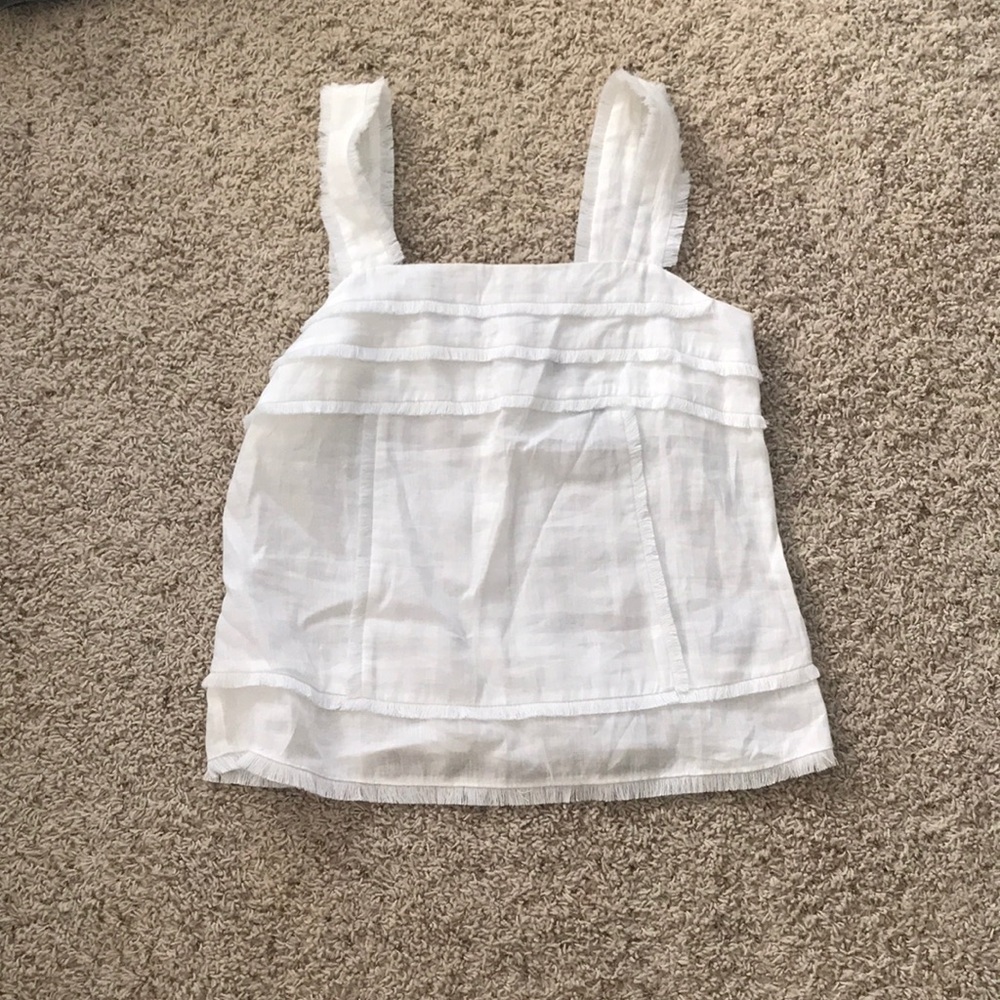 J crew square cut white blouse with frills